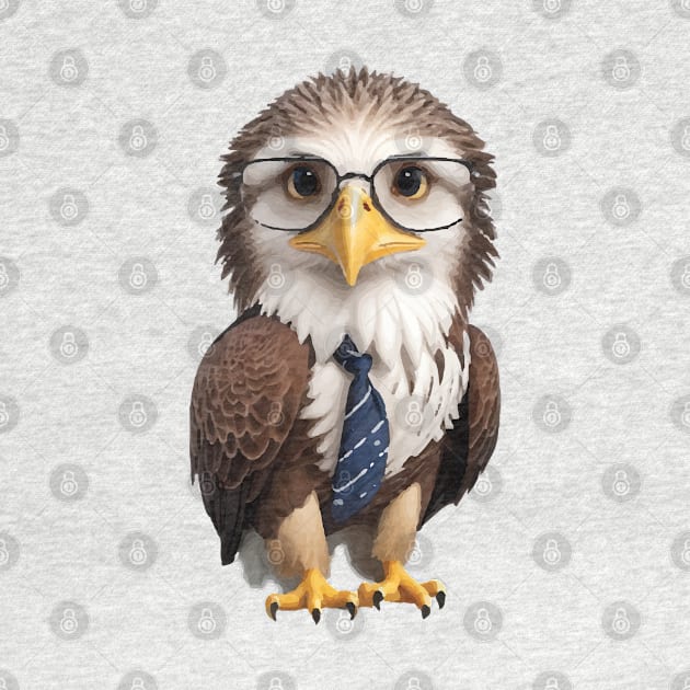 Nature, Cute Eagle With Spectacles And Cute Small Necktie by AqlShop